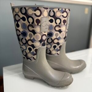 Coach Signature Print Rain Boots – Women's Size‎ 7B